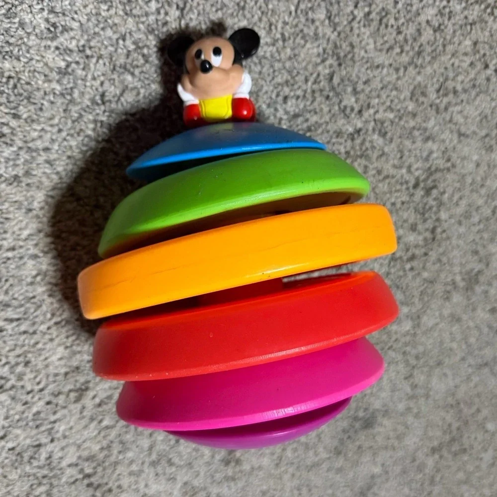 Vintage Mickey Mouse Rainbow Stacking Rings Toy 1988 Seven Towns Disney Baby
